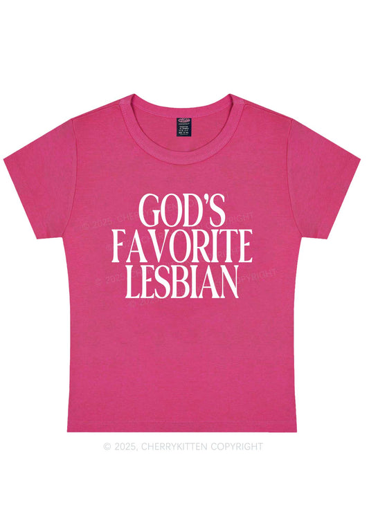 Gods Favorite Lesbian Pride Y2K Baby Tee Cherrykitten