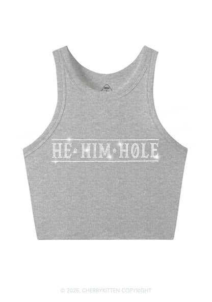 Rhinestone He Him Hole Pride Y2K Crop Tank Top Cherrykitten