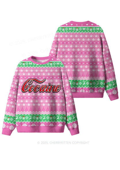 Pink Special Cola Y2K Christmas Knit Sweatshirt Cherrykitten