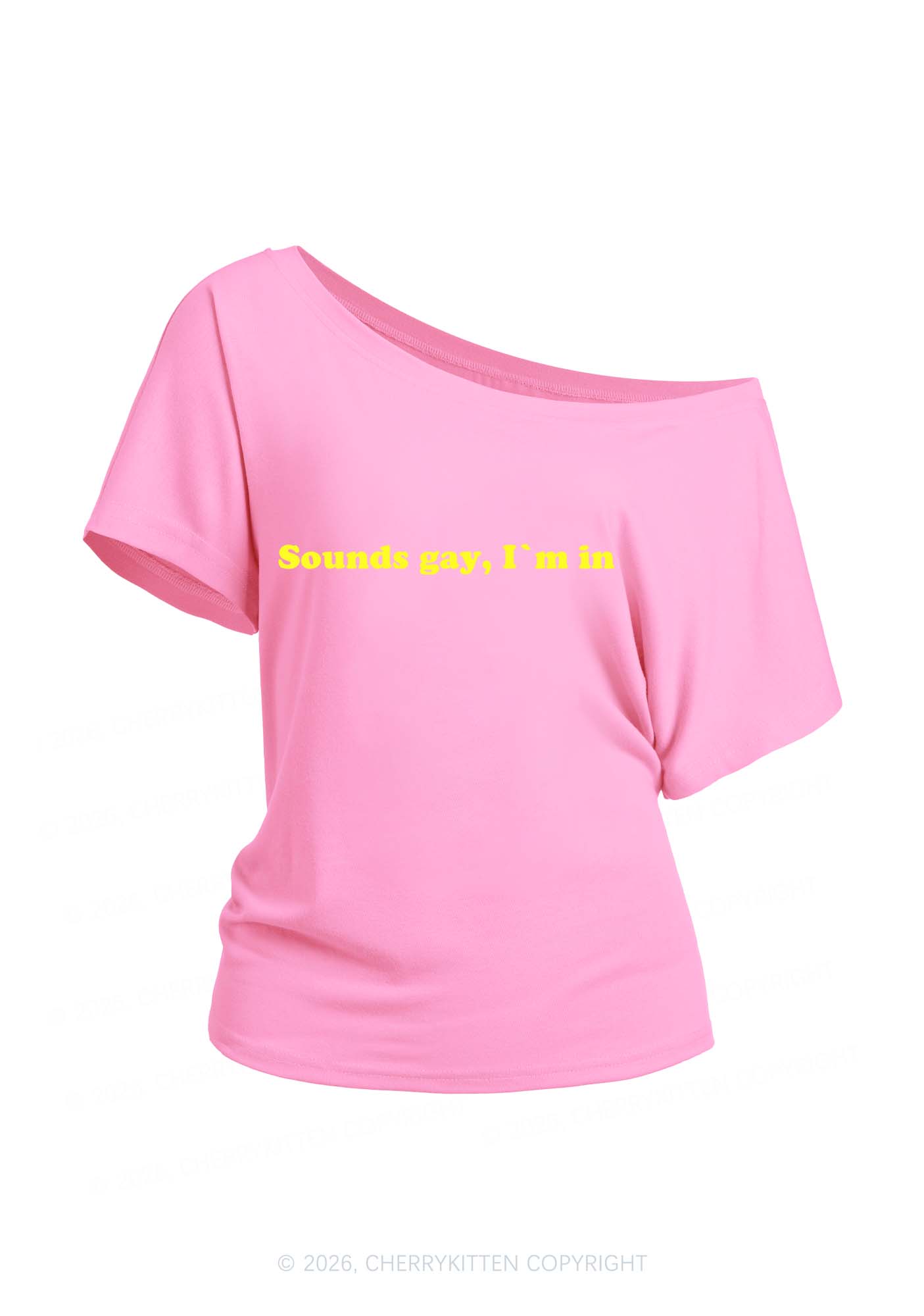 Sounds Gay Pride Y2K Off Shoulder Tee Cherrykitten