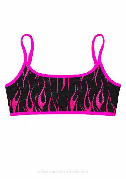 Hot Pink Flame Y2K Print Super Crop Cami Cherrykitten