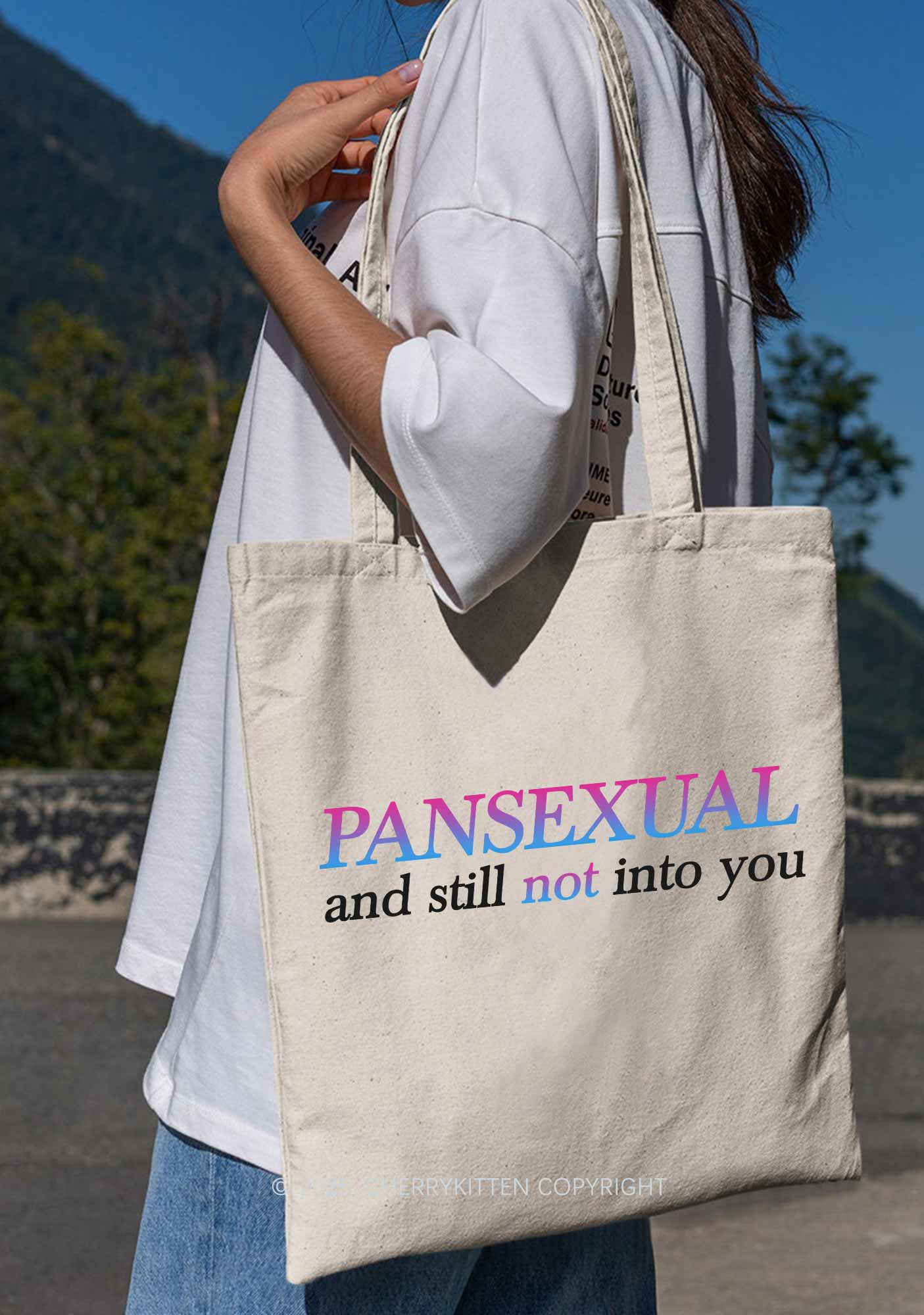 Pansexual Still Not Into You Pride Y2K Canvas Tote Bag Cherrykitten