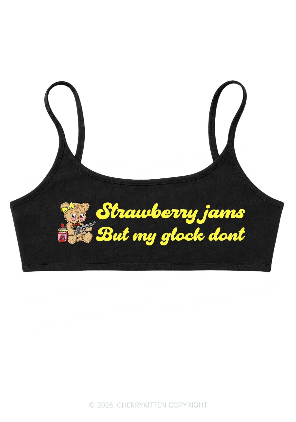 Strawberry Jams Bear Y2K Super Crop Cami Cherrykitten