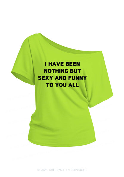 I Have Been Funny Y2K Off Shoulder Tee Cherrykitten