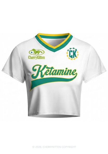 Green Yellow Stripes K Y2K Crop Football Jersey Shirts Cherrykitten