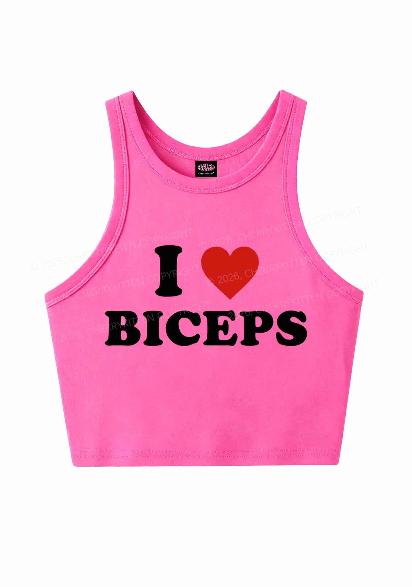 I Love Biceps Y2K Crop Tank Top Cherrykitten