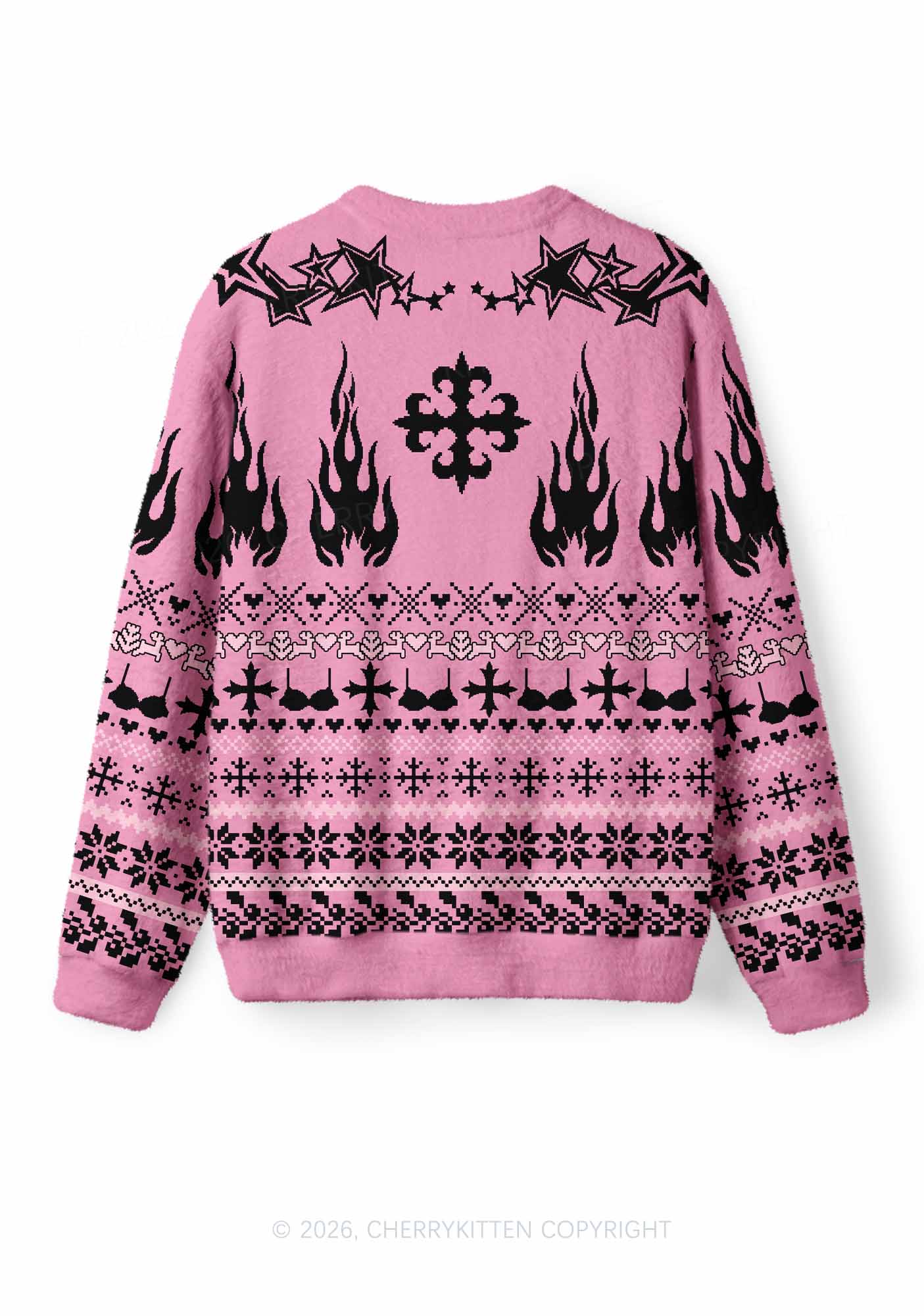 I May Be A Handful Y2K Christmas Knit Sweatshirt Cherrykitten