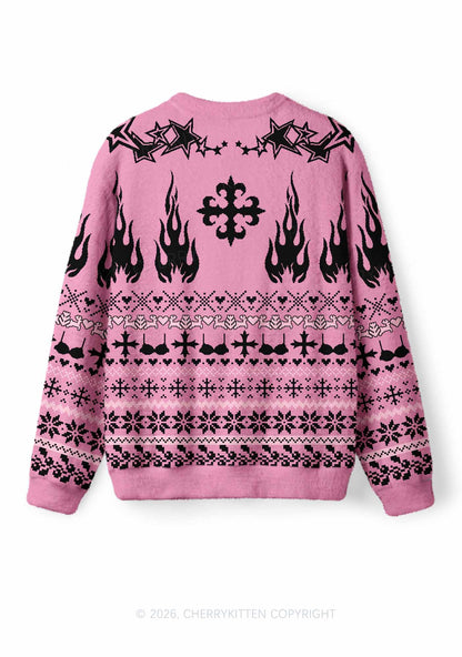 I May Be A Handful Y2K Christmas Knit Sweatshirt Cherrykitten