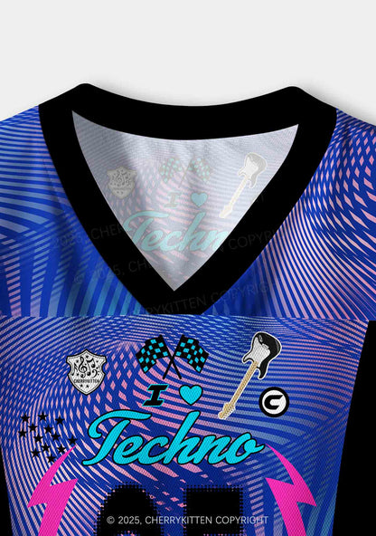 Custom I Love Techno Y2K Crop Sport Jersey Shirts Cherrykitten
