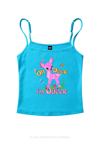 Oh Deer Im Queer Pride Y2K Spaghetti Strap Cami Cherrykitten