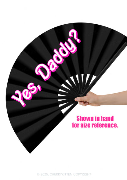 Yes Daddy Valentine's Day Y2K Rave Hand Fan Cherrykitten