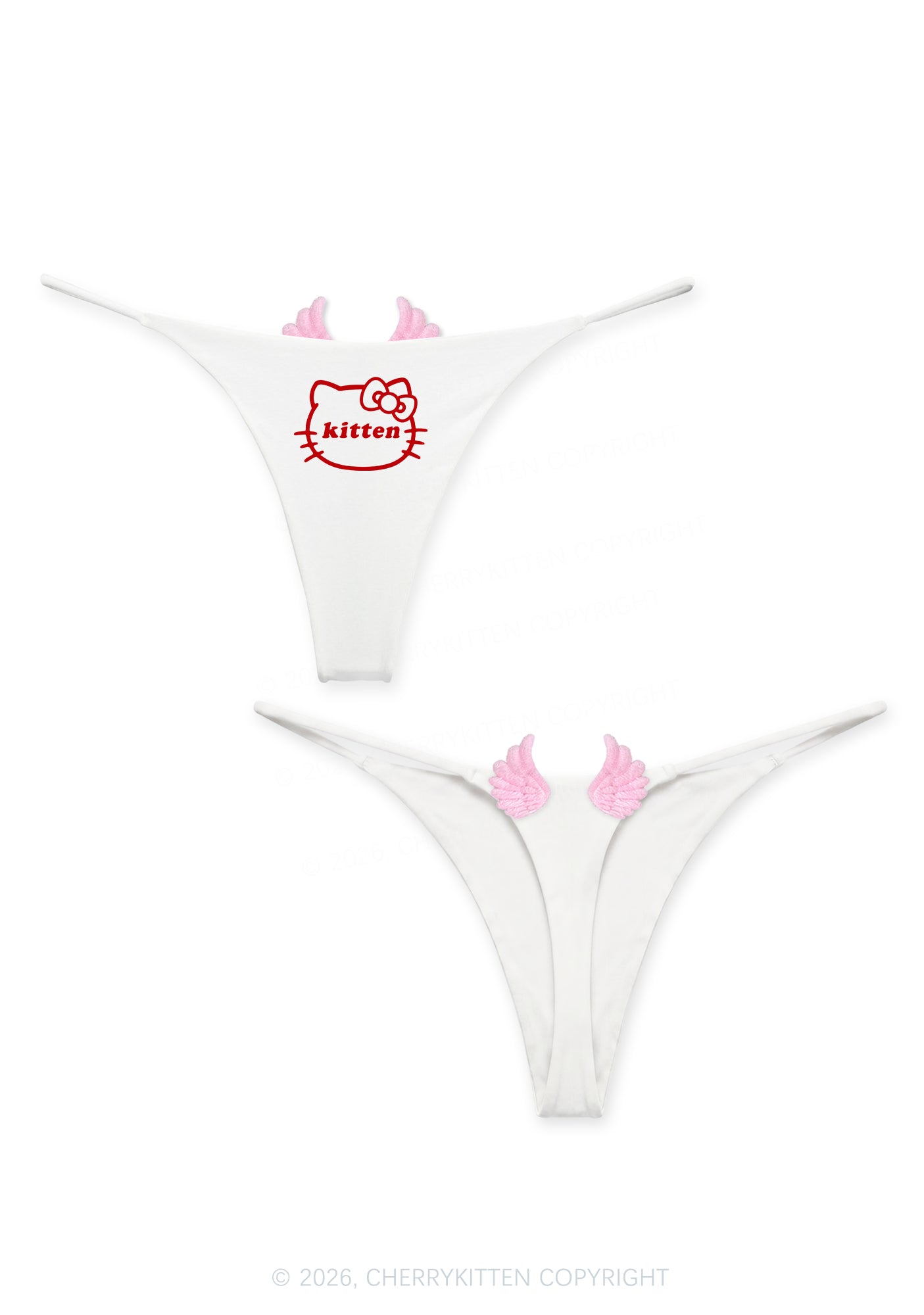 Cute Kitten Y2K Goth Angel Wings Bikini String Thong Cherrykitten