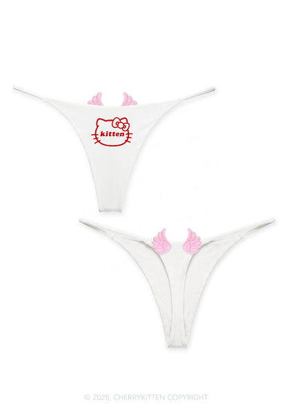 Cute Kitten Y2K Goth Angel Wings Bikini String Thong Cherrykitten