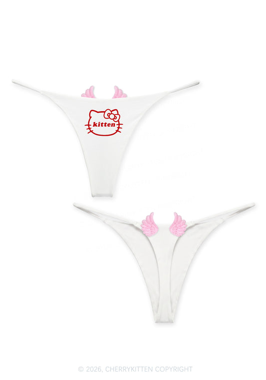Cute Kitten Y2K Goth Angel Wings Bikini String Thong Cherrykitten