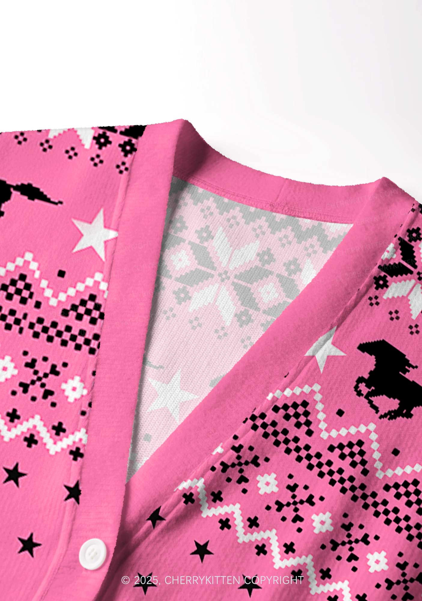 Ride A Mustache Y2K Christmas Cardigan Knit Sweatshirt Cherrykitten