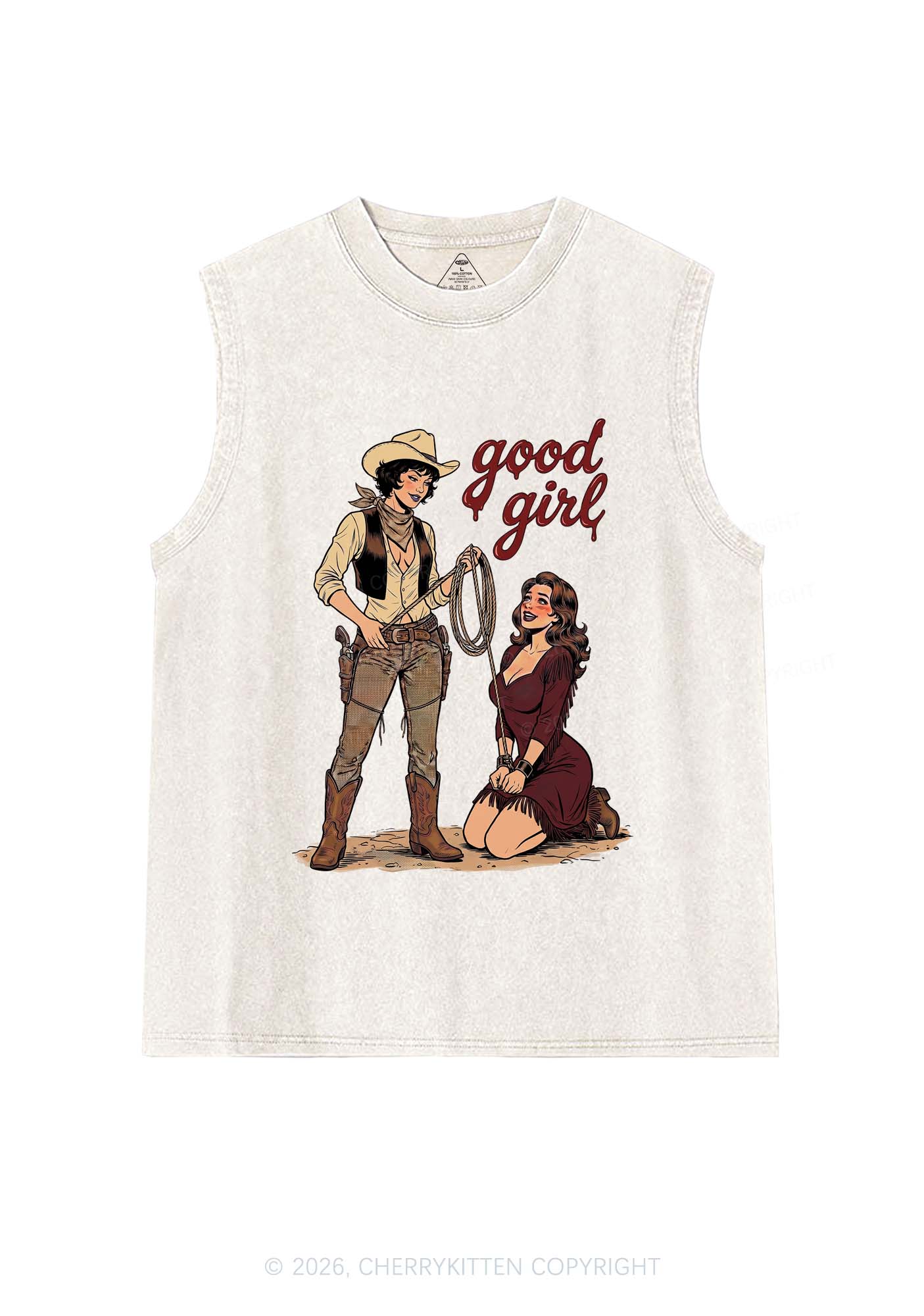 Good Girl Western Cowgirls Pride Y2K Washed Muscle Tank Cherrykitten