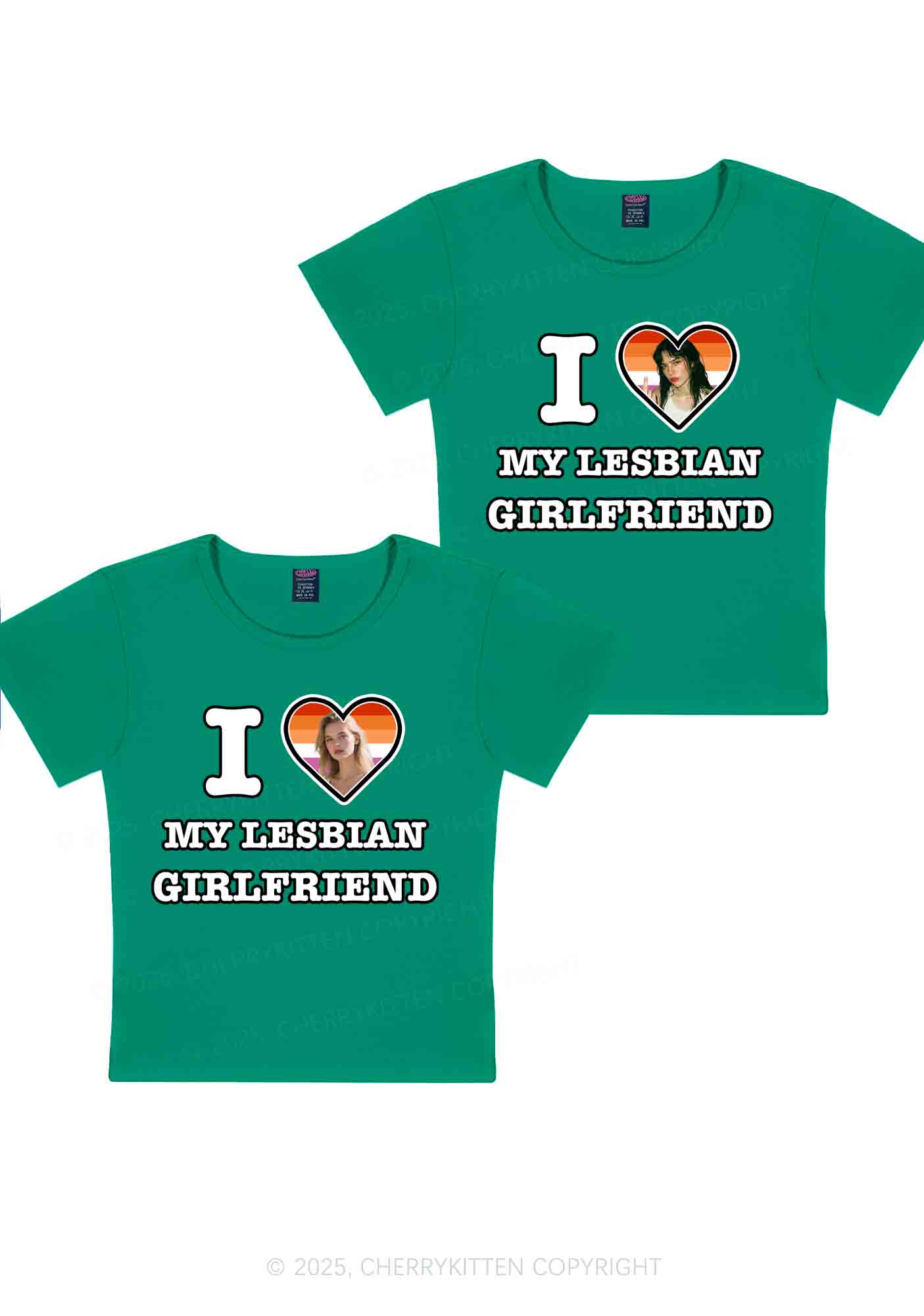 Custom My Lesbian GF Pride Y2K Valentine's Day Baby Tee Cherrykitten