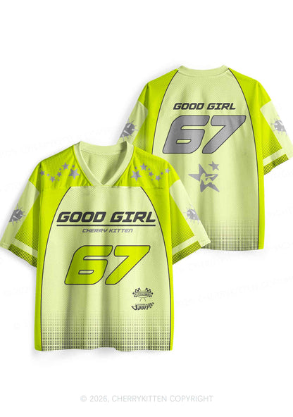 Lime Green Good Girl Y2K Sport Jersey Shirts Cherrykitten