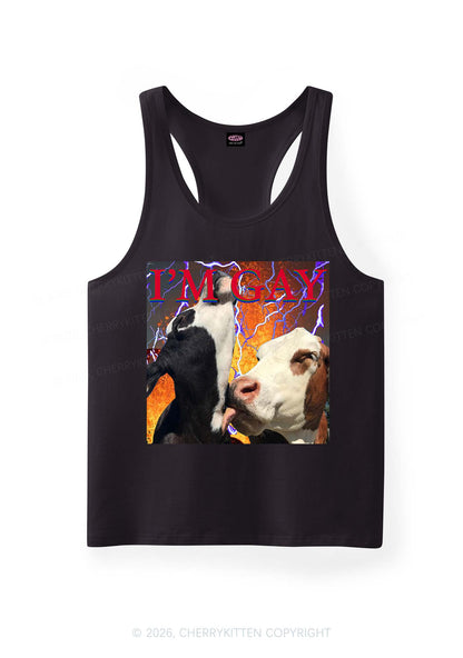 Gay Cow Play Pride Y2K Men Racerback Tank Top Cherrykitten