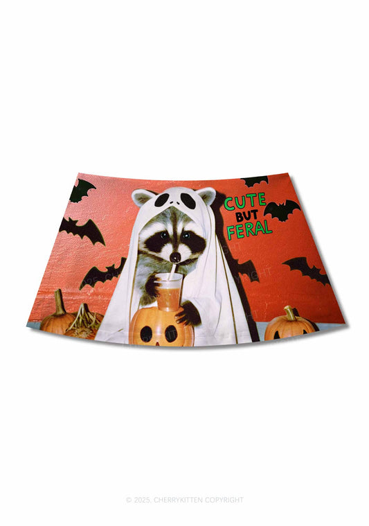 Halloween Cute But Feral Y2K Print Mini Skirt Cherrykitten