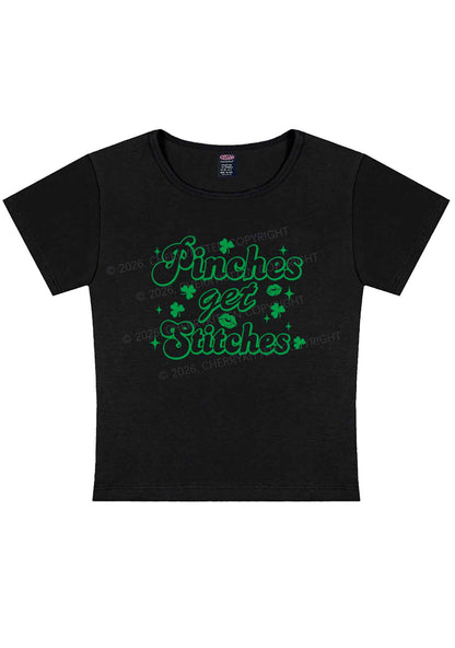 Pinches Get Stitches St Patricks Y2K Baby Tee Cherrykitten