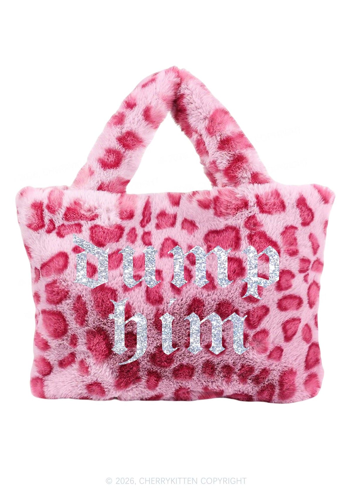 Glitter Dump Him Y2K Plush Leopard Handbag Cherrykitten