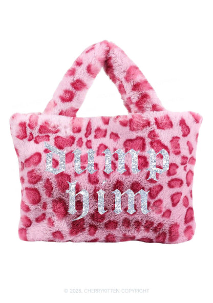 Glitter Dump Him Y2K Plush Leopard Handbag Cherrykitten