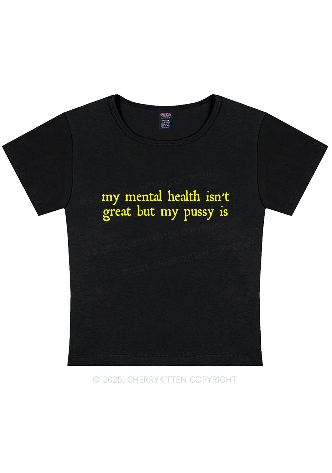 Curvy Great Mental Health Y2K Baby Tee Cherrykitten