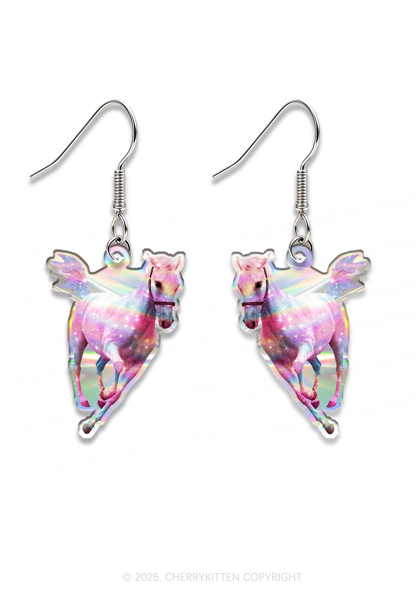 Pink Horse Y2K Acrylic Earrings Cherrykitten