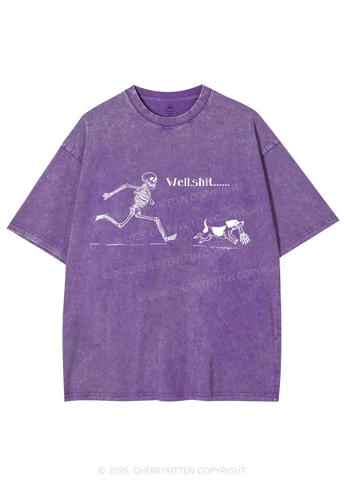 Halloween Skeleton Chase Dog Y2K Shirts Washed Tee Cherrykitten
