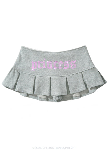 Rhinestone Princess Y2K Mini Pleated Skirts Cherrykitten