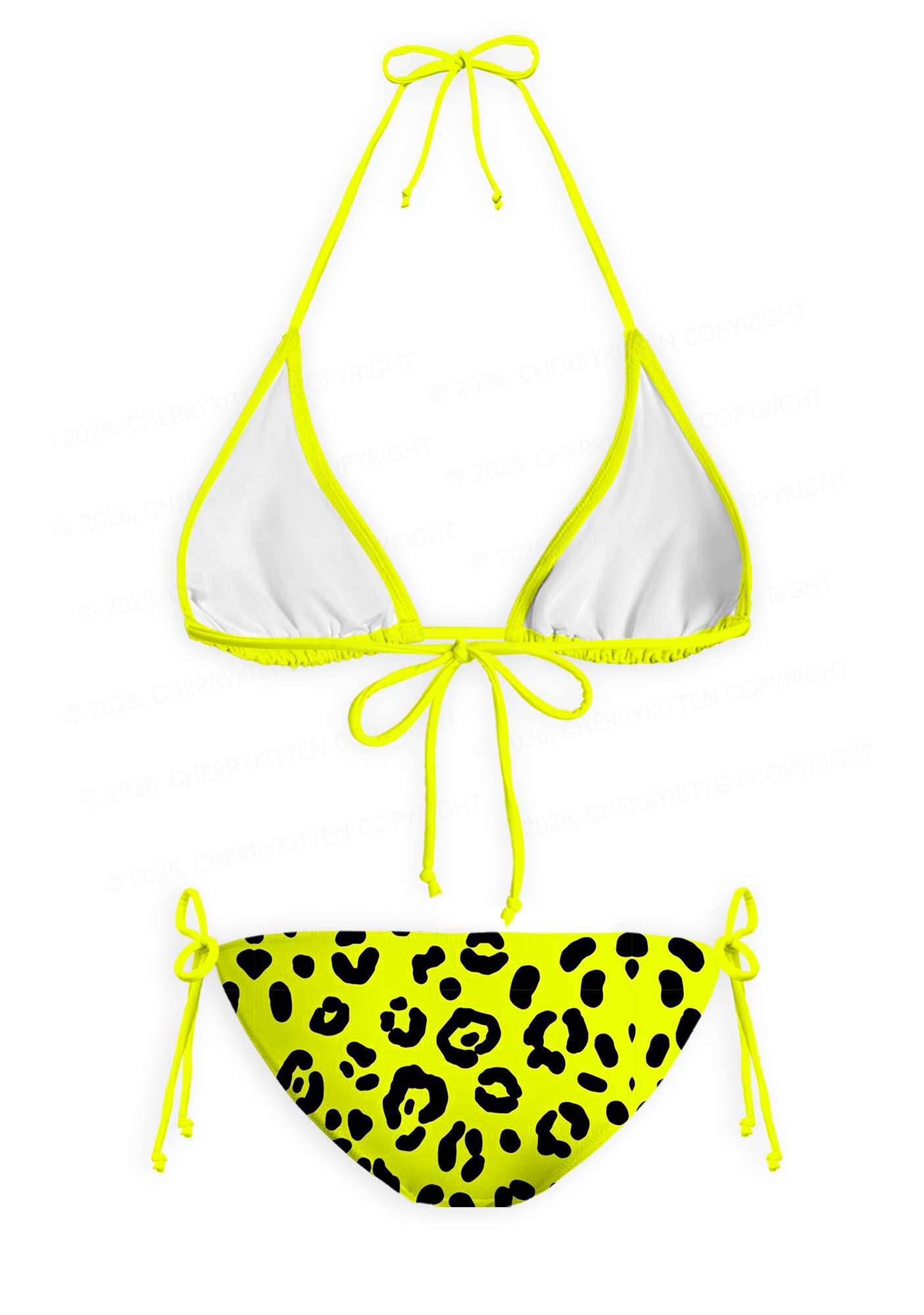 Neon Leopard Y2K Print Bikini Set Cherrykitten