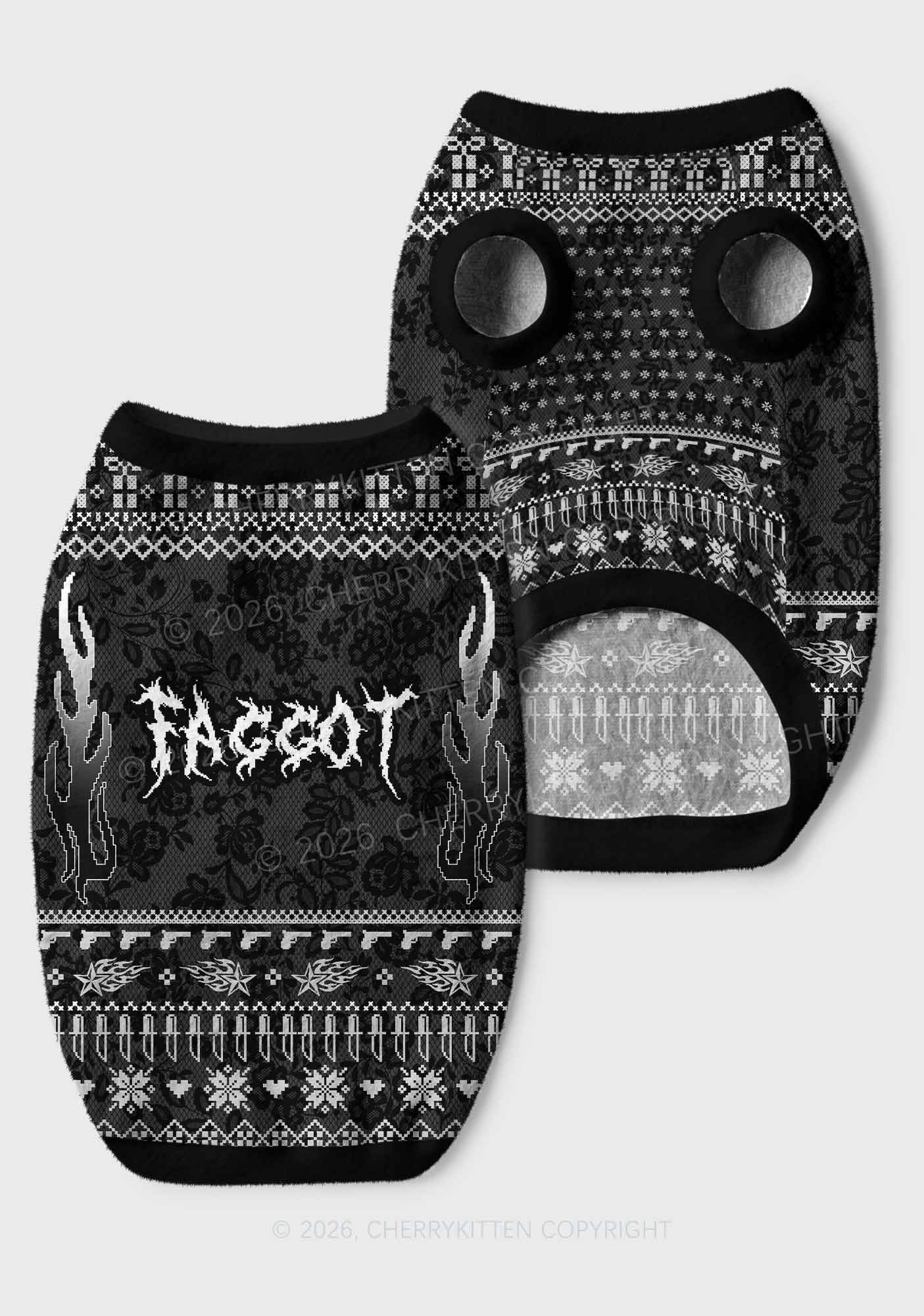 Punk Faggot Pride Y2K Pet Knit Sweatshirt Cherrykitten