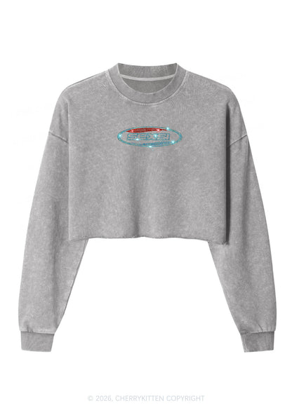 Rhinestone Sexsi Slogan Y2K Crop Washed Sweatshirts Cherrykitten