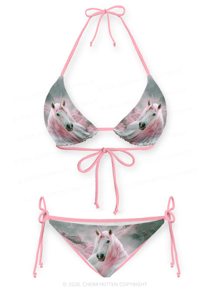 Pink Hair Unicorn Pride Y2K Print Bikini Set Cherrykitten