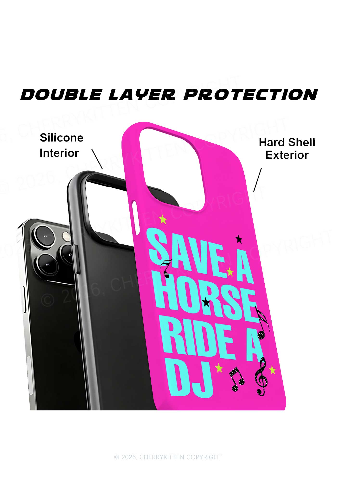 Pink Save Horse Ride DJ Y2K Phone Case Cherrykitten