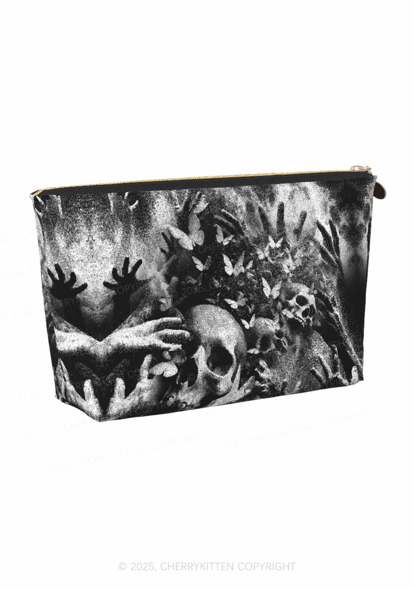 Halloween Gothic Skull Y2K Leather Makeup Bag Cherrykitten