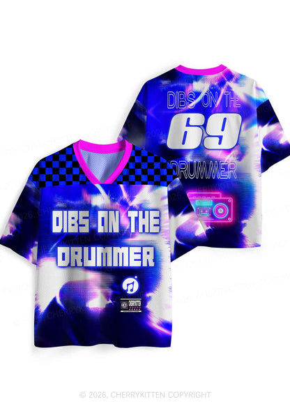 Blue Sound Wave Dibs On Drummer Y2K Sport Jersey Shirts Cherrykitten