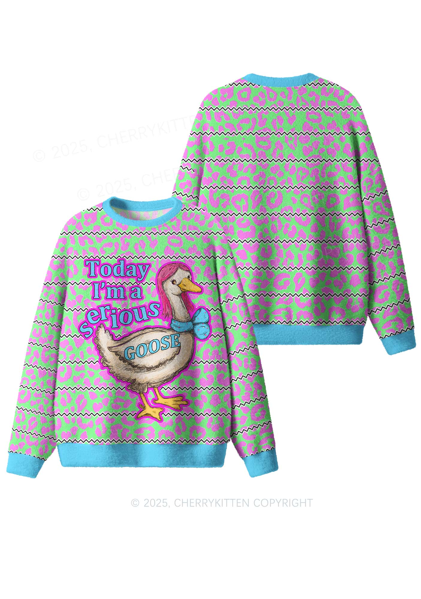 Serious Goose Y2K Christmas Knit Sweatshirt Cherrykitten
