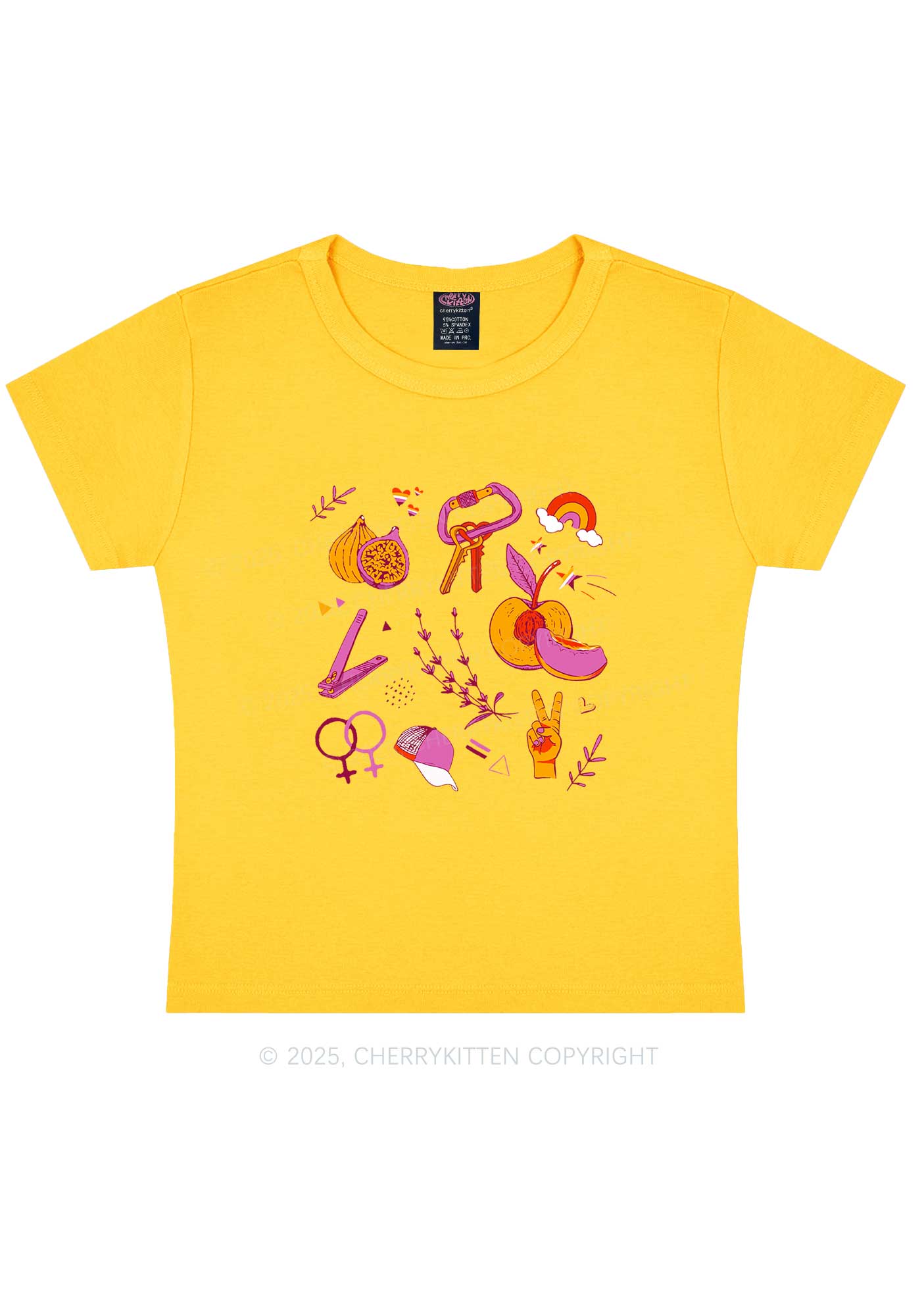 Lesbian Symbols Y2K Baby Tee Cherrykitten