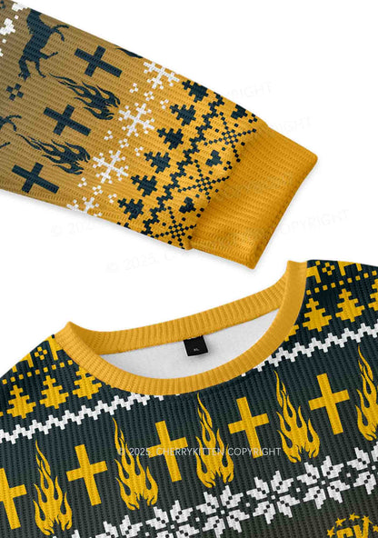 Yellow K Pony Y2K Knit Sweatshirt Cherrykitten