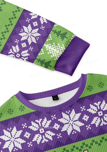 I Roll Blunts Y2K Christmas Knit Sweatshirt Cherrykitten
