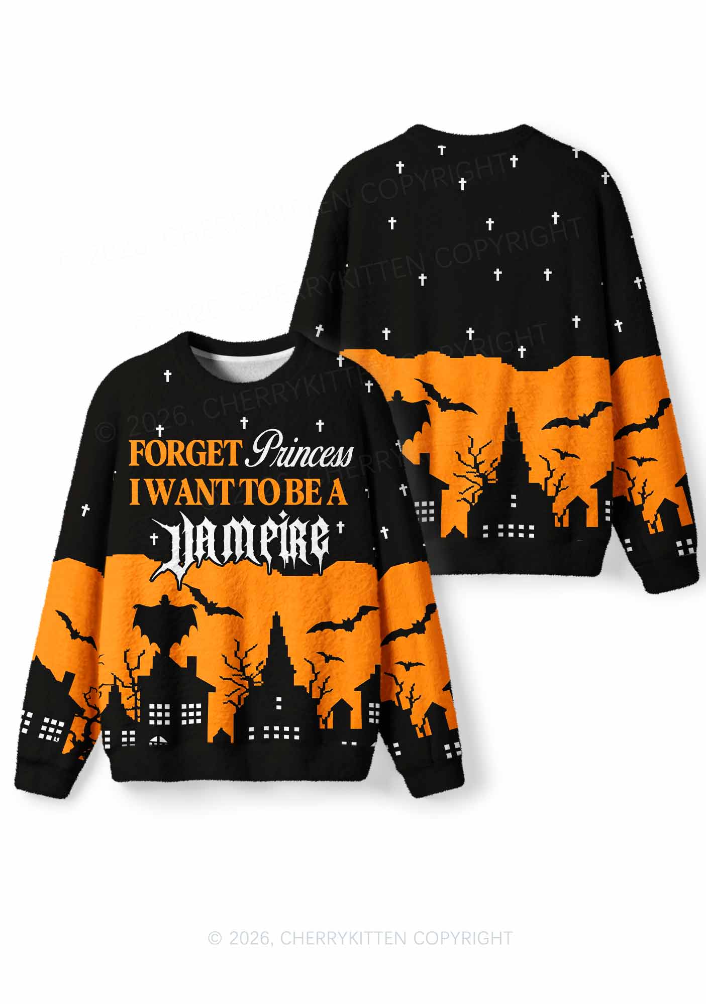 Halloween I Want To Be A Vampire Y2K Christmas Knit Sweatshirt Cherrykitten