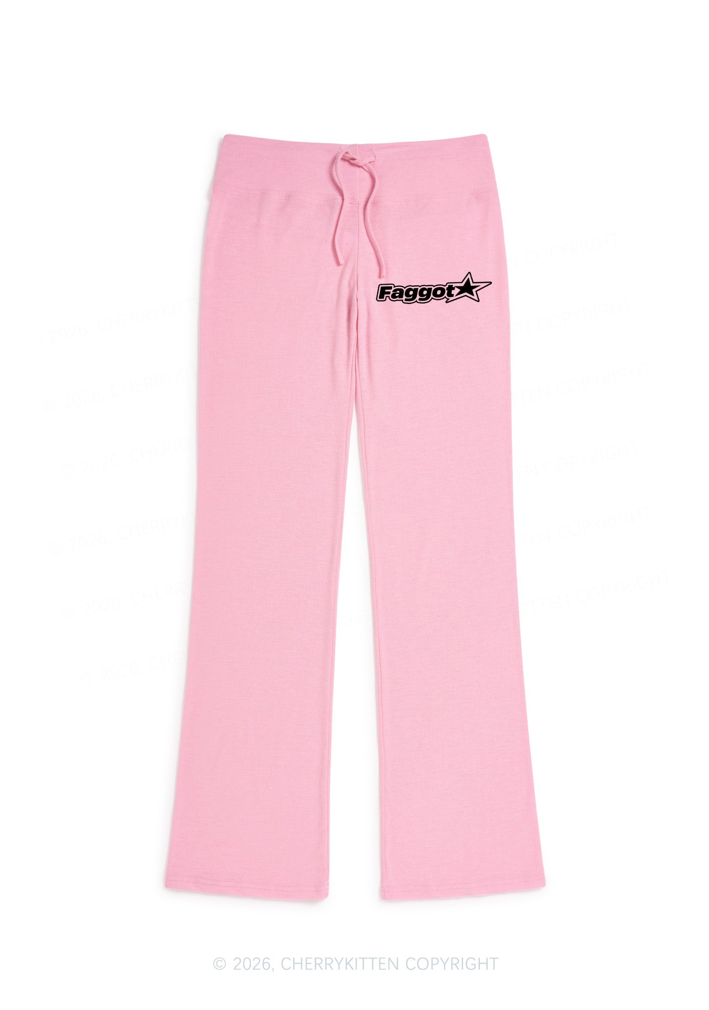 Faggot Star Pride Y2K Low Rise Drawstring Flare Pants Cherrykitten