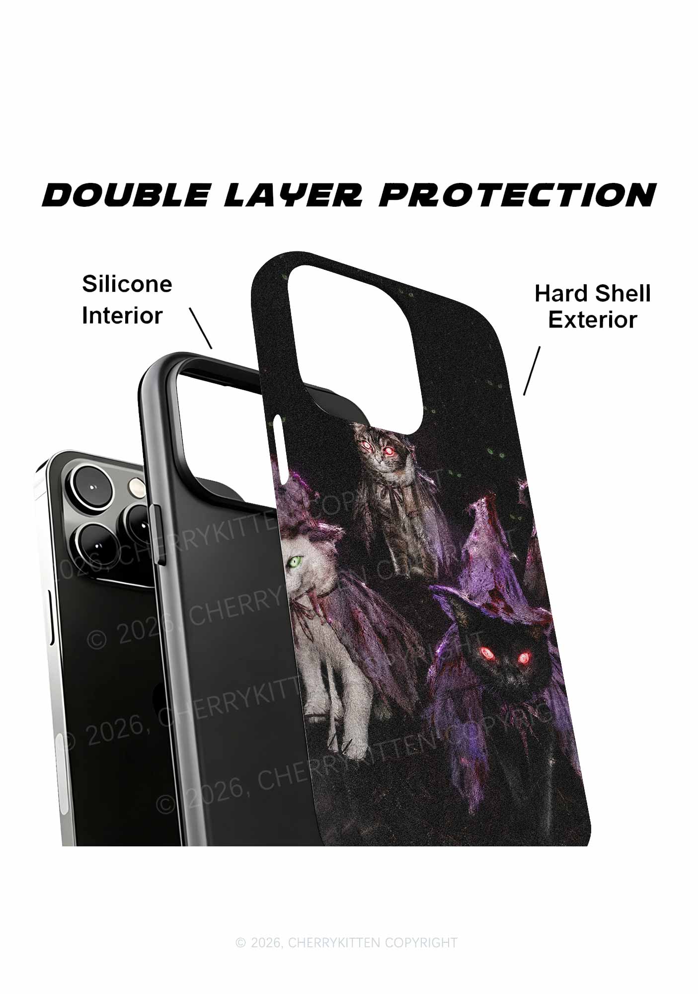 Halloween Purple Witch Hats Cat Y2K Phone Case Cherrykitten