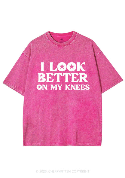 I Look Better On My Knees Y2K Shirts Washed Tee Cherrykitten