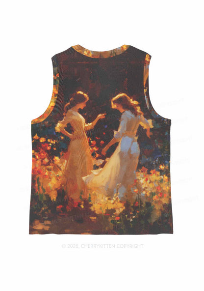 Dancing In Garden Pride Y2K Mesh Muscle Tank Cherrykitten