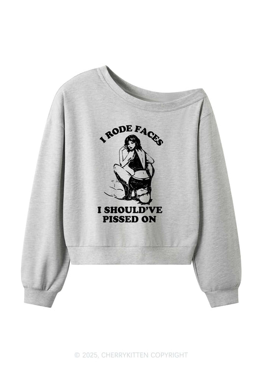 I Rode Faces Y2K Off Shoulder Sweatshirts Cherrykitten