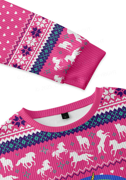 Rainbow Unicorn Alpha Male Y2K Christmas Knit Sweatshirt Cherrykitten
