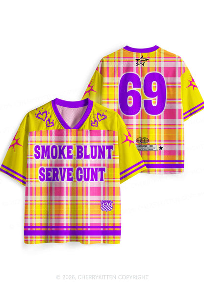 Smoke Blunt Yellow Plaid Y2K Sport Jersey Shirts Cherrykitten